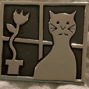 Sterling cat pin